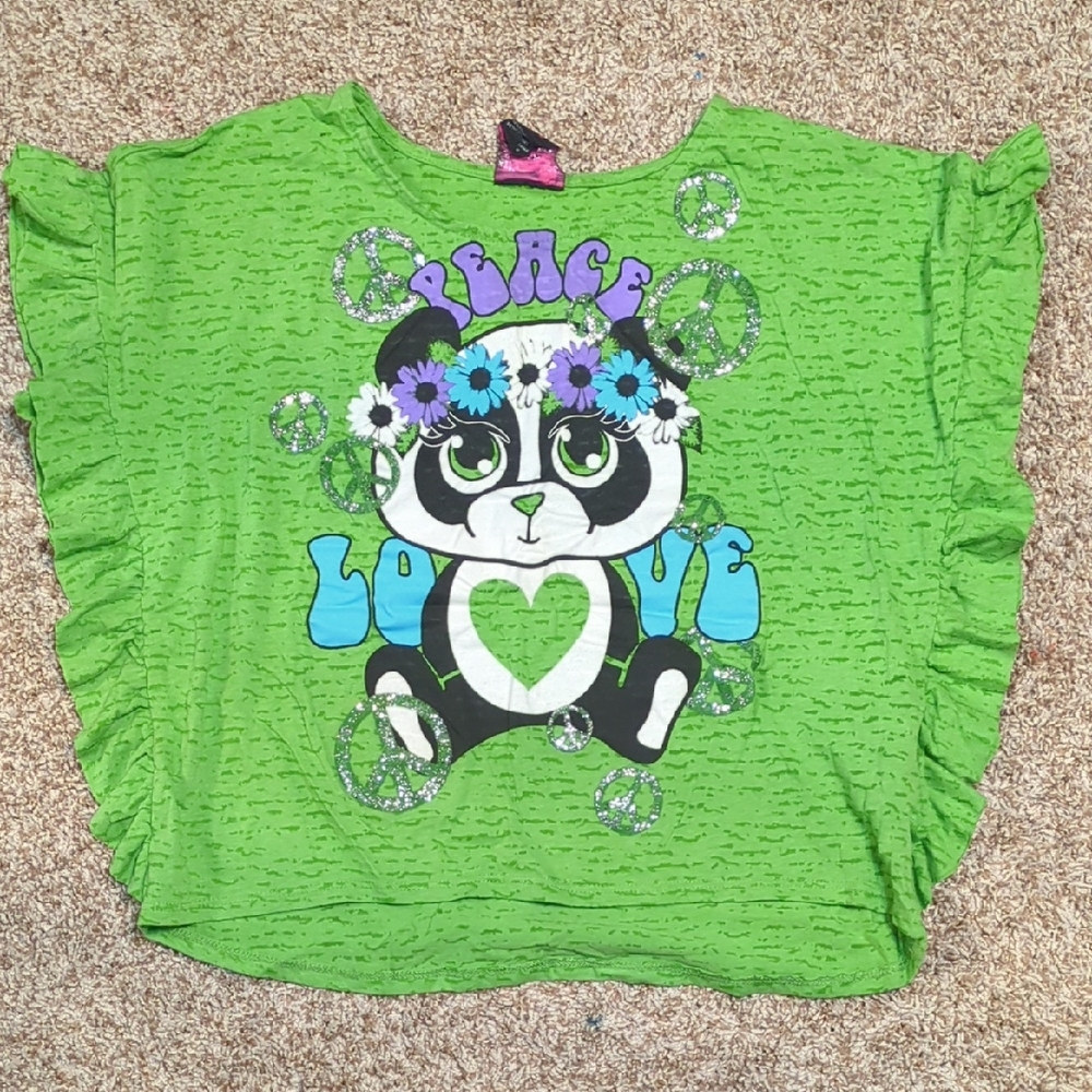 Self Esteem Green Kids Panda Graphic Top